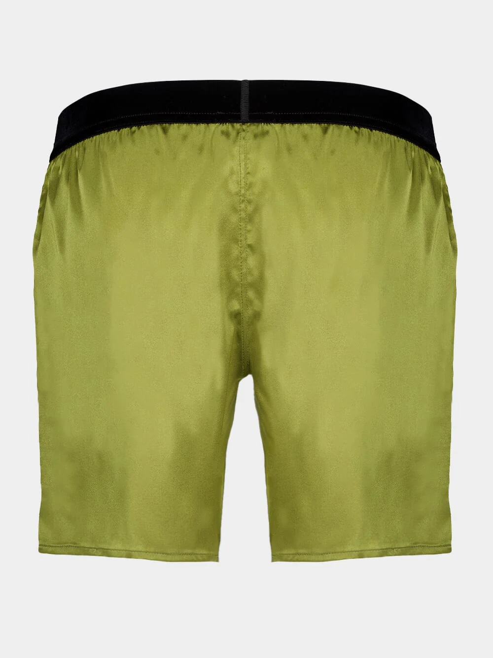 Army Green High-Waist Silk Shorts - Image 3
