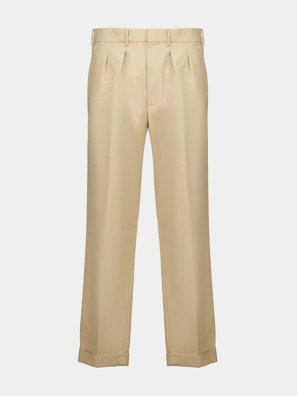 Beige Cotton Satin Semi-Sartorial Trousers - Image 5