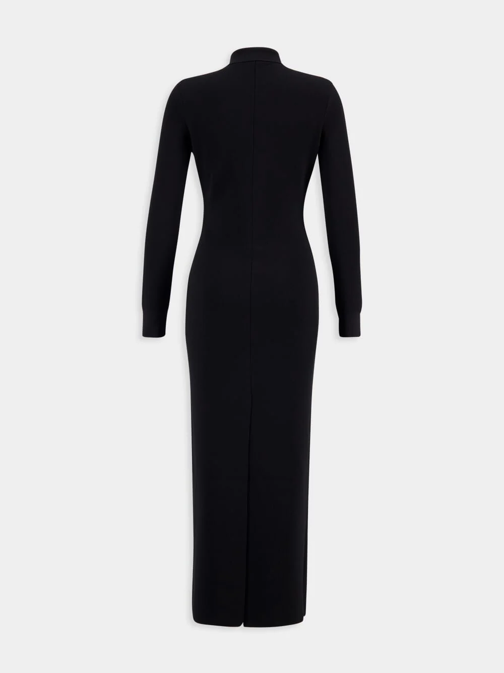 Black Full Needle Stretch Wool Polo Maxi Dress - Image 3