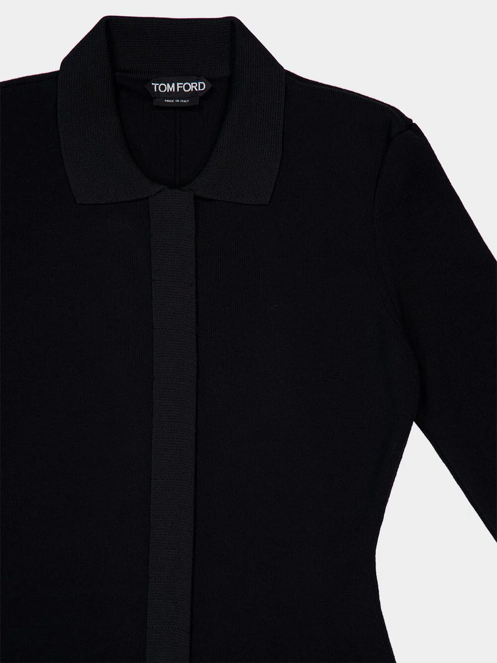 Black Full Needle Stretch Wool Polo Maxi Dress - Image 5