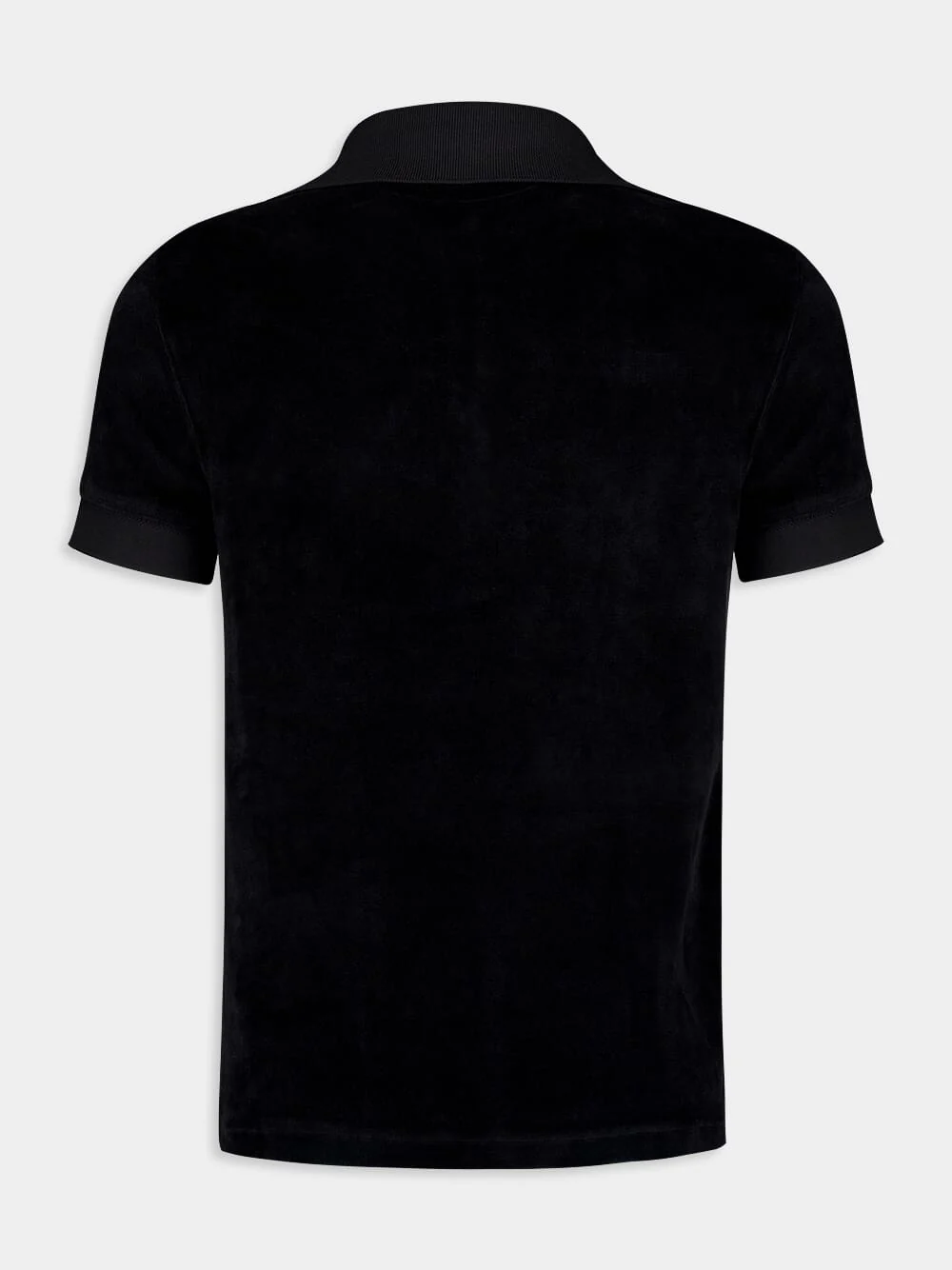 Black Modal Velour Polo Shirt - Image 3