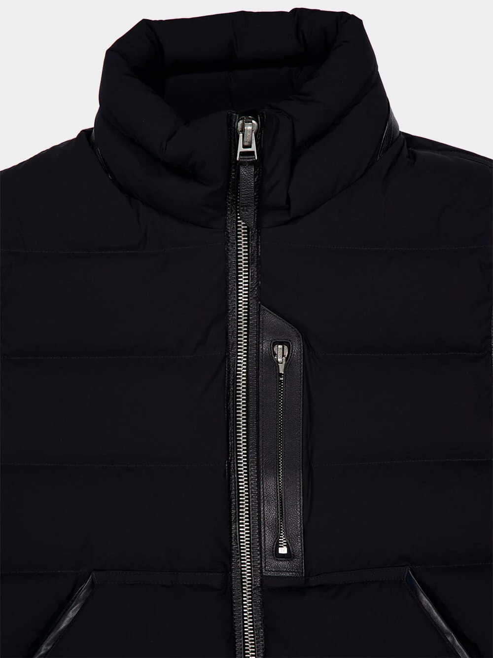 Black Quilted High Neck Vest - Image 3