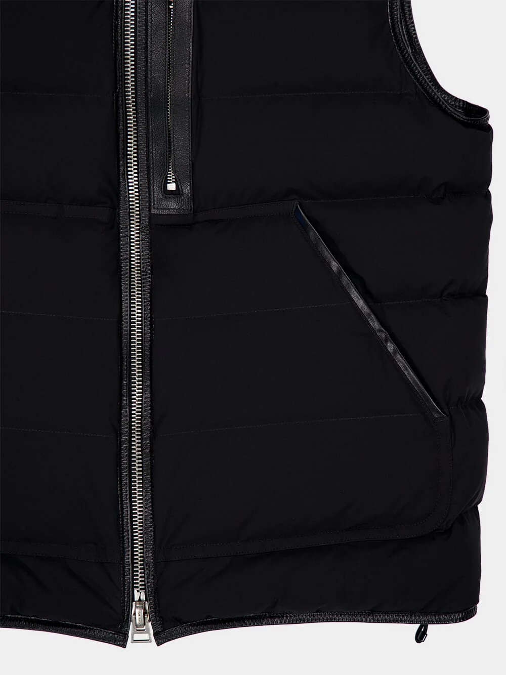 Black Quilted High Neck Vest - Image 4