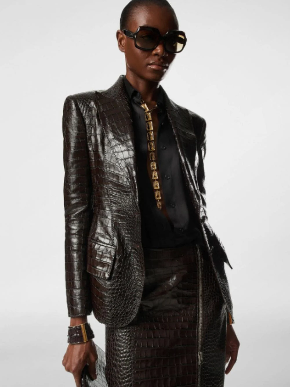 Black Silk Charmeuse Shirt - Image 2