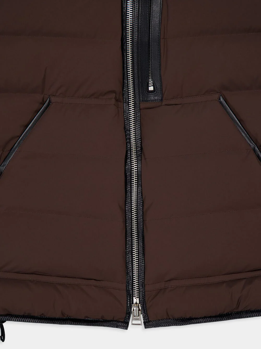 Chocolate Sleeveless Funnel Neck Gilet - Image 4