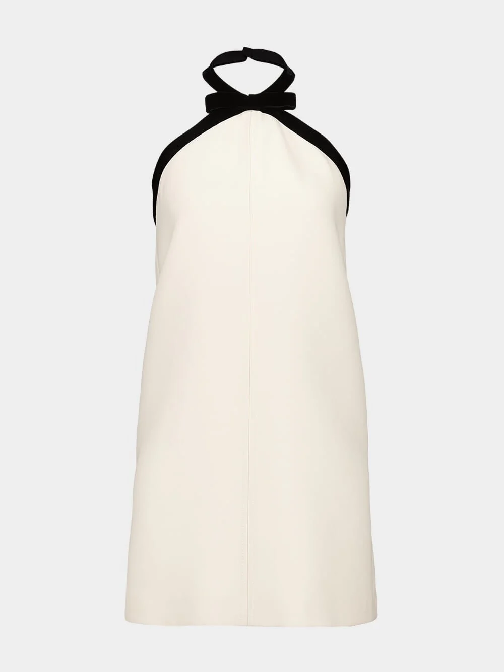 Ecru Mini Cocktail Dress with Halter Neck - Image 2