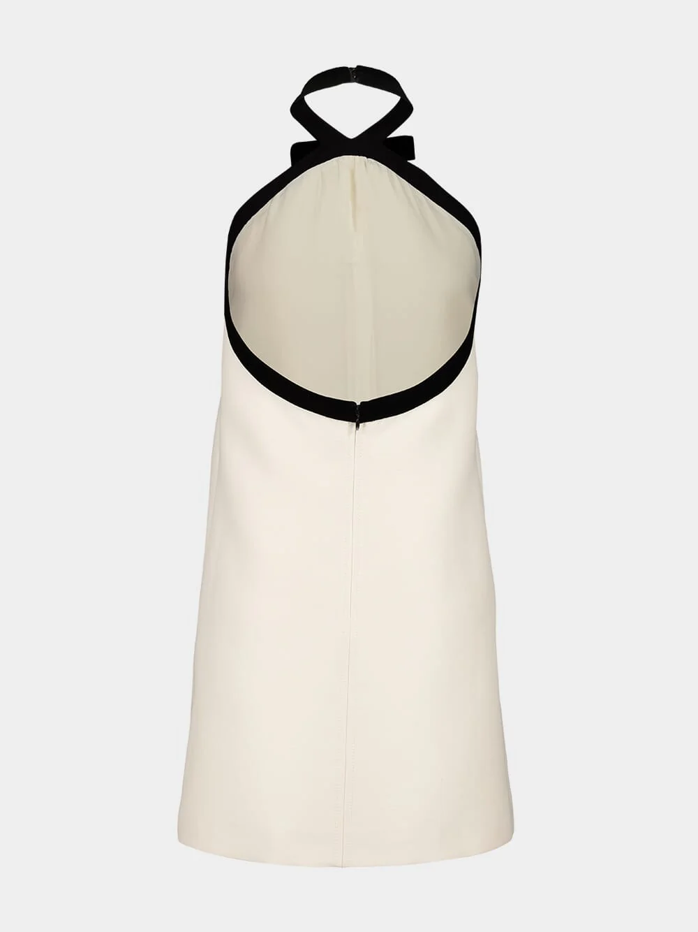 Ecru Mini Cocktail Dress with Halter Neck - Image 4