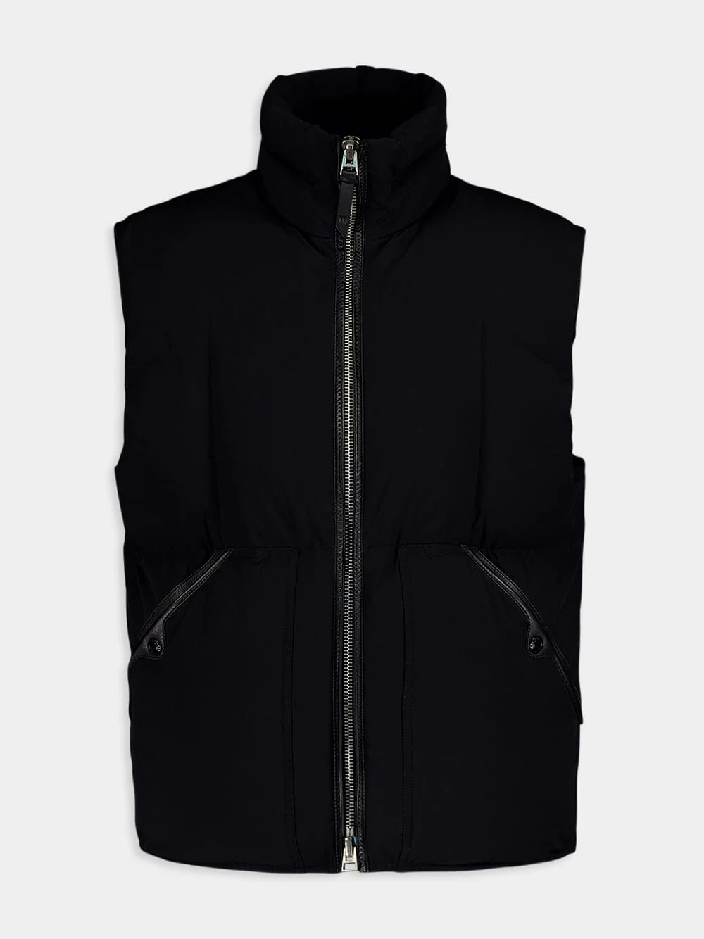 Funnel-Neck Black Quilted Gilet - Image 2