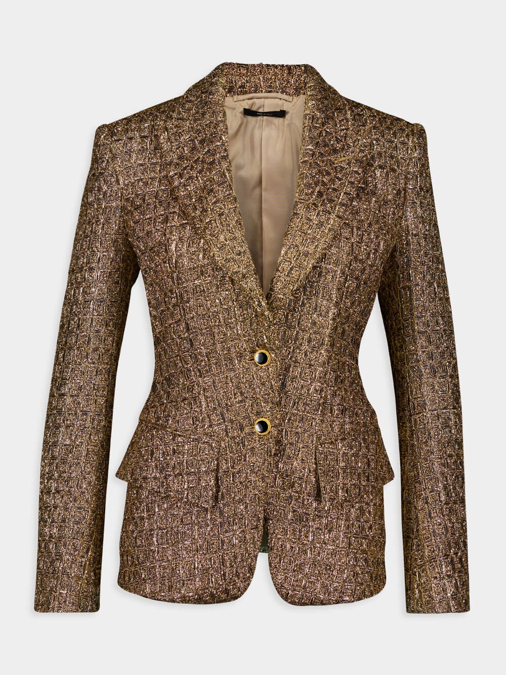 Gilded Tweed Single-Breasted Blazer