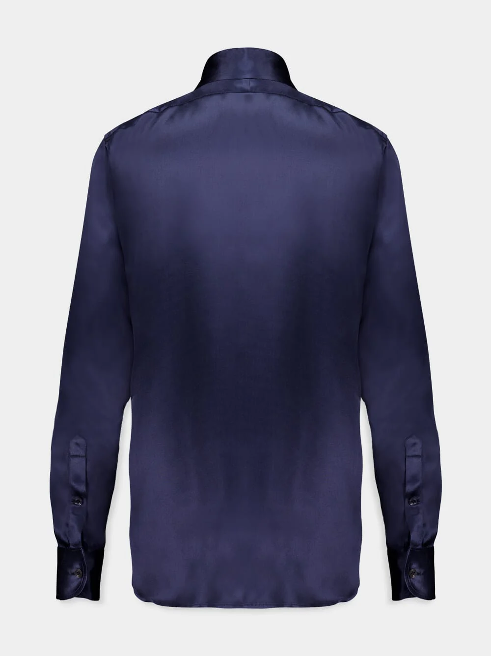 Plisse Plastron Blue Fluid Charmeuse Sild Shirt - Image 2