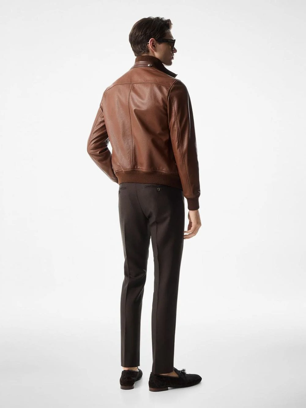 Tan Grain Leather Track Bomber - Image 4