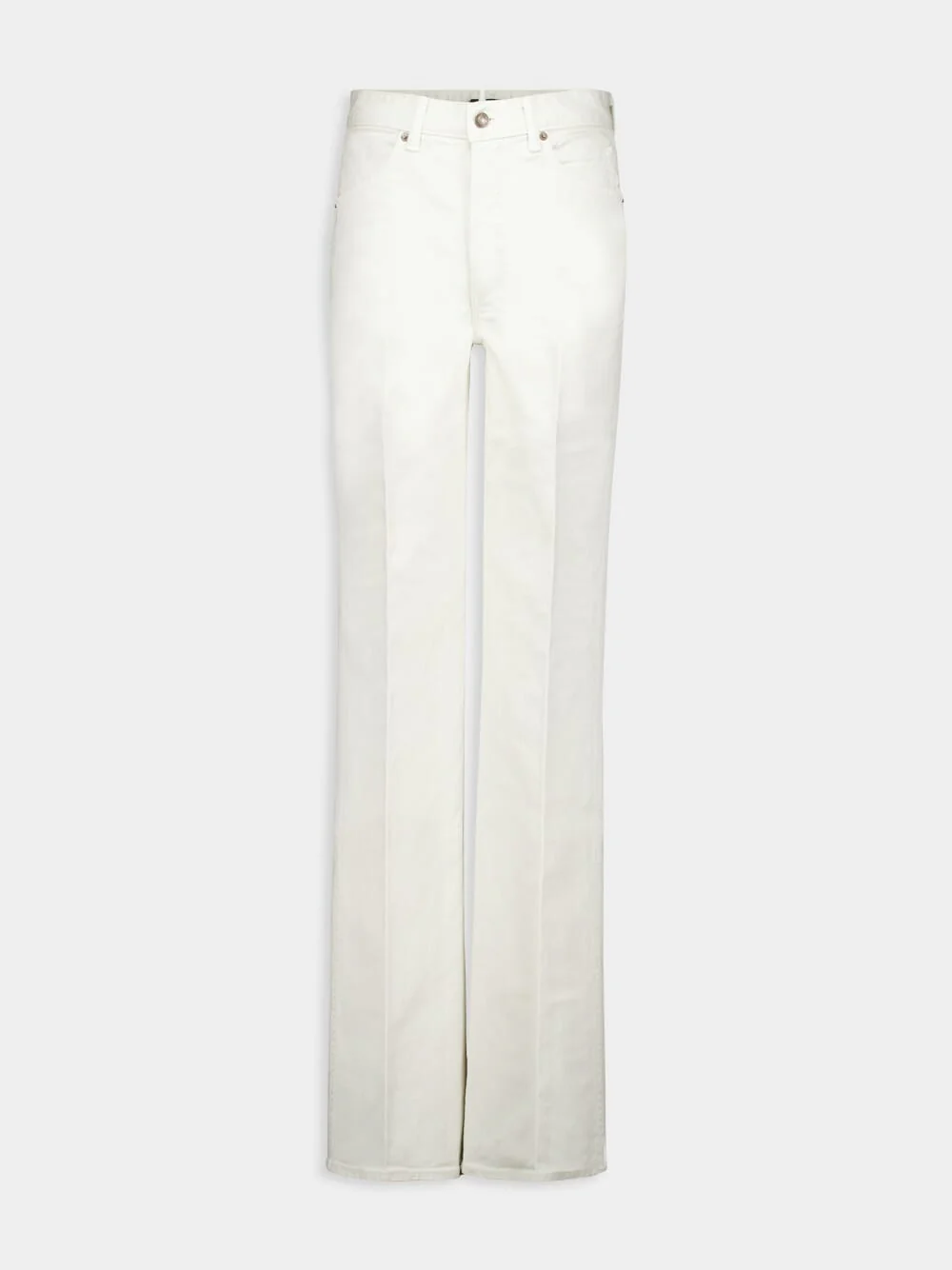 White Stretch Twill Denim Flare Pants