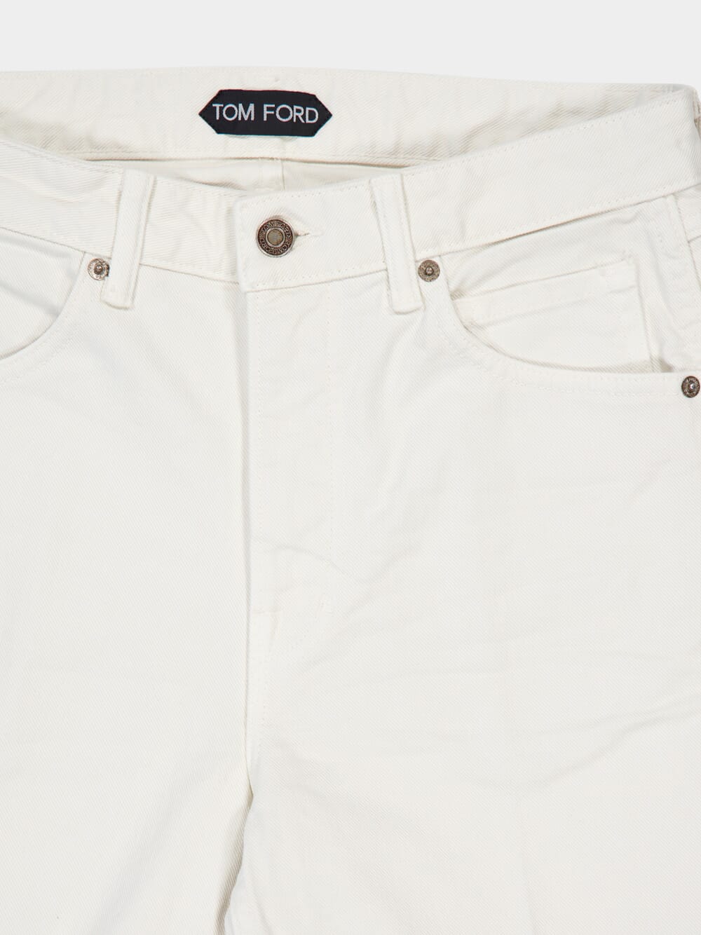 White Stretch Twill Denim Flare Pants - Image 3