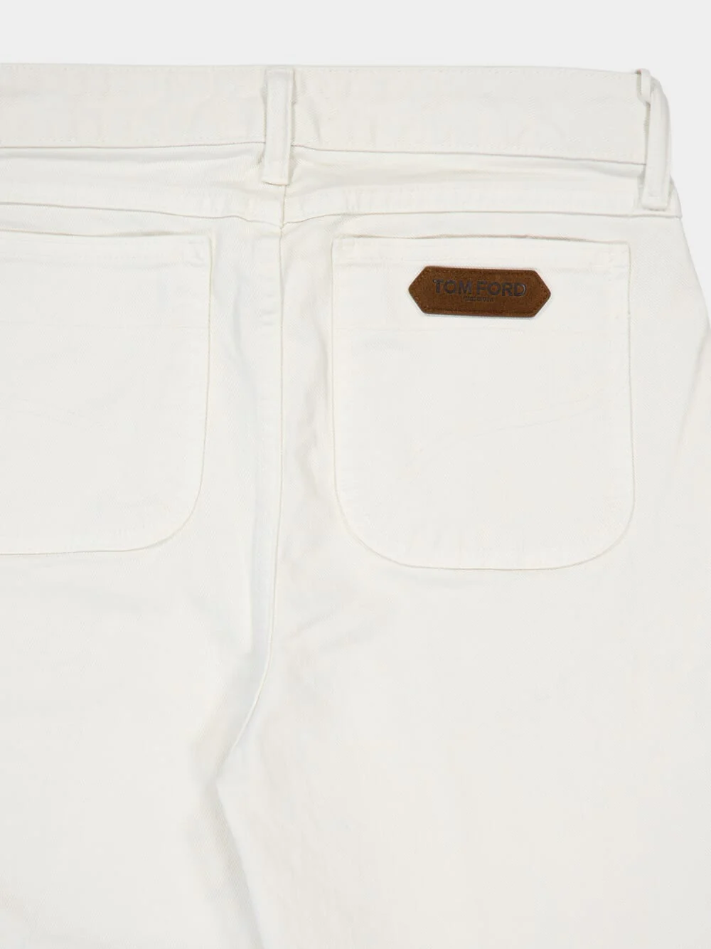 White Stretch Twill Denim Flare Pants - Image 4