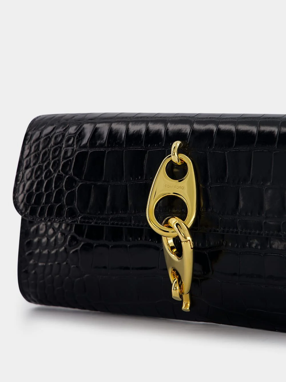 Crocodile-Embossed Leather Clutch - Image 6