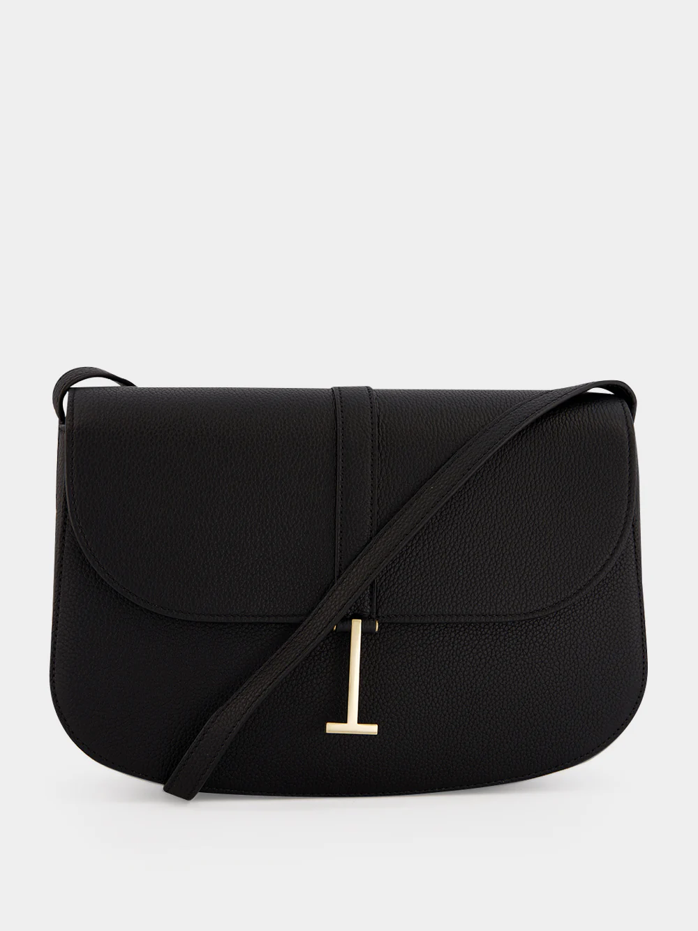 Black Grain Leather Kara Medium Crossbody Bag