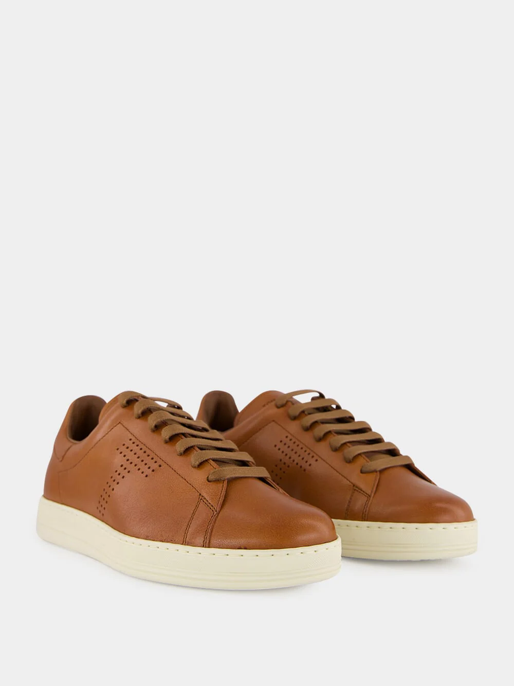 Cuoio Brown and Cream Lace-Up Low Sneakers - Image 3