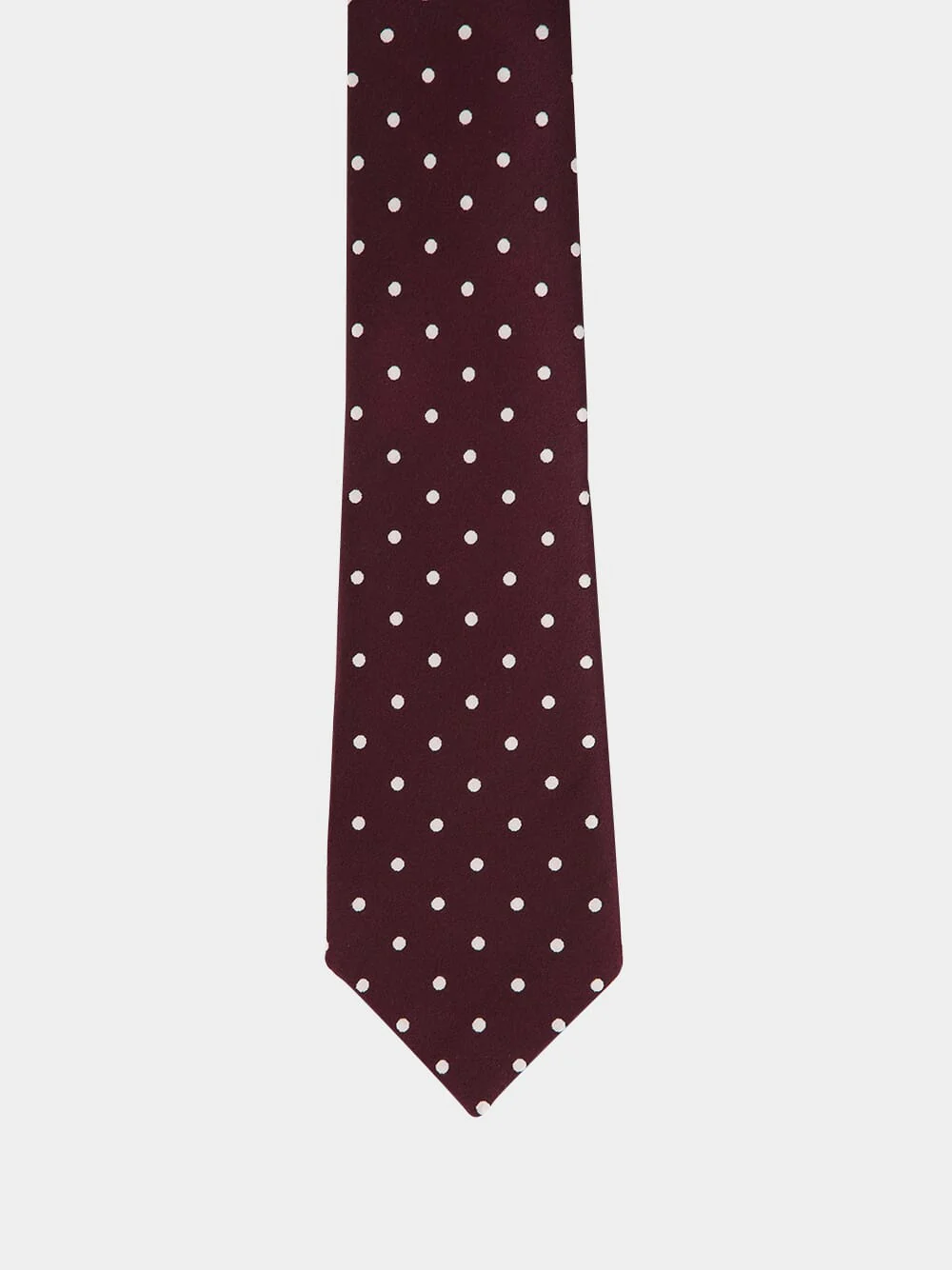 Dark Burgundy Satin Polka Dot Silk Tie - Image 3