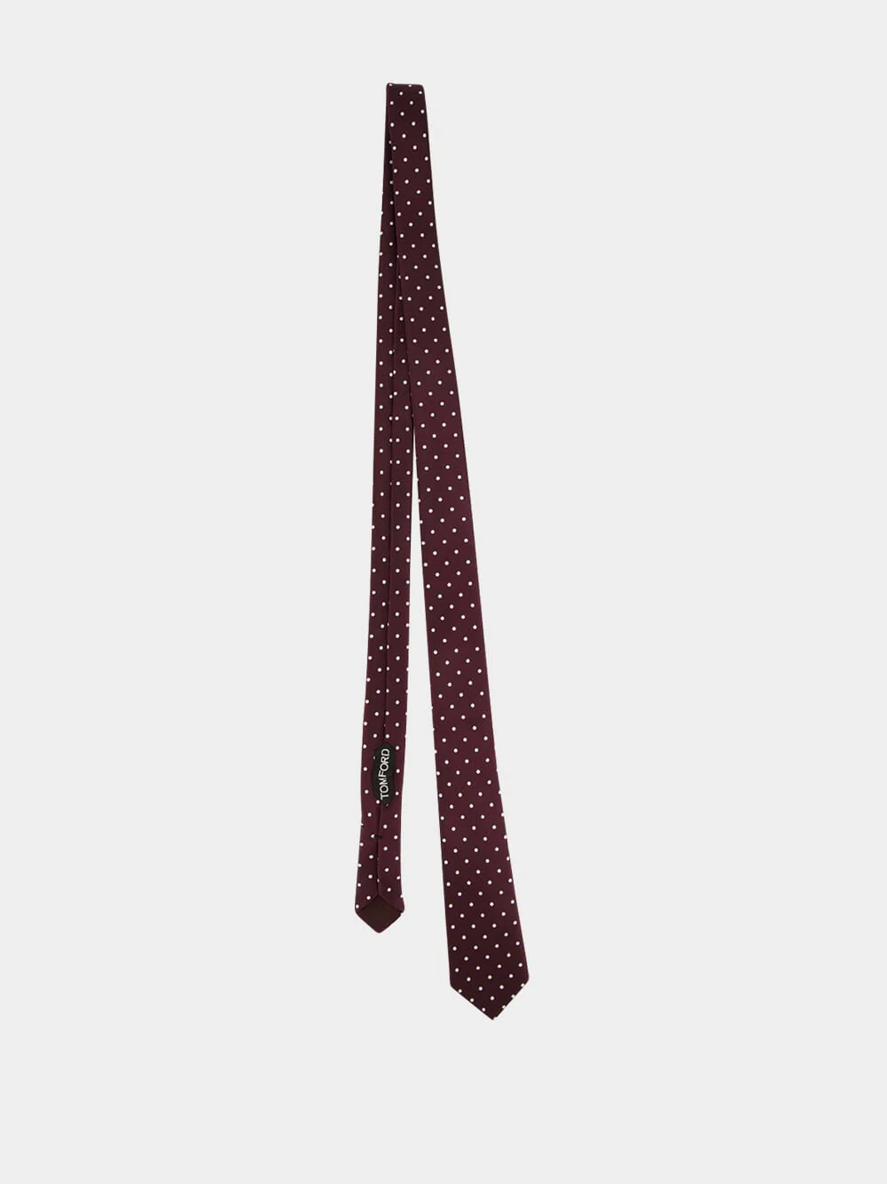 Dark Burgundy Satin Polka Dot Silk Tie - Image 4