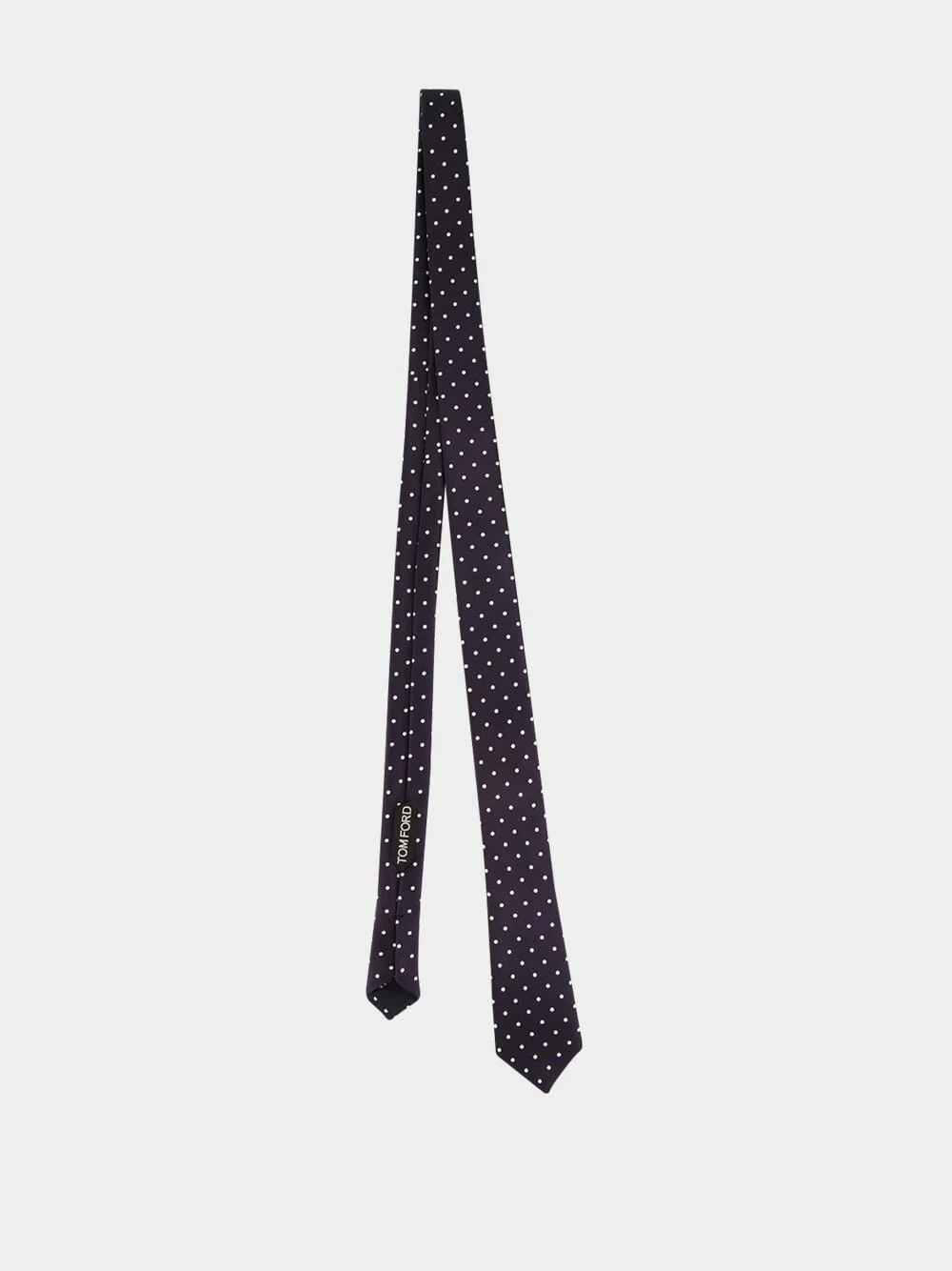 Dark Navy Satin Polka Dot Silk Tie - Image 3