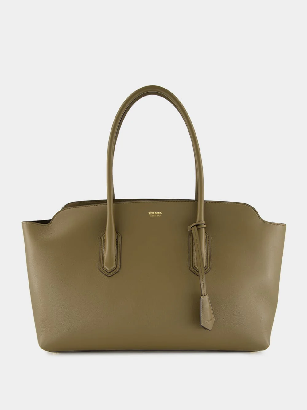 Dark Olive Large Natural Grain Leather Shoulder Bag