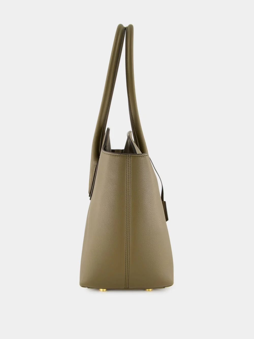 Dark Olive Large Natural Grain Leather Shoulder Bag - Image 3