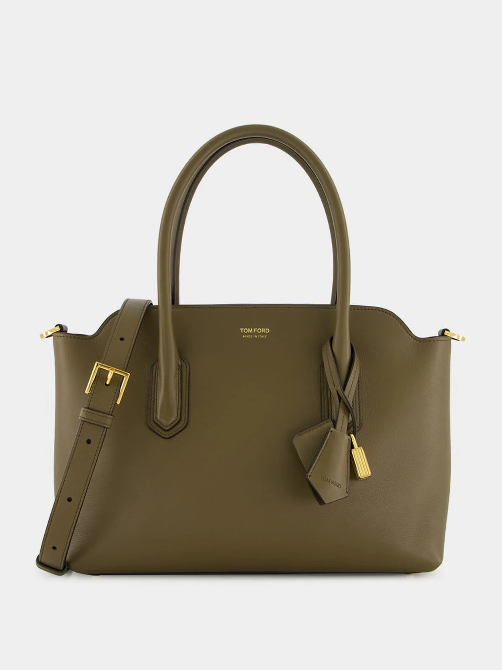 Dark Olive Leather Medium Top Handle Bag