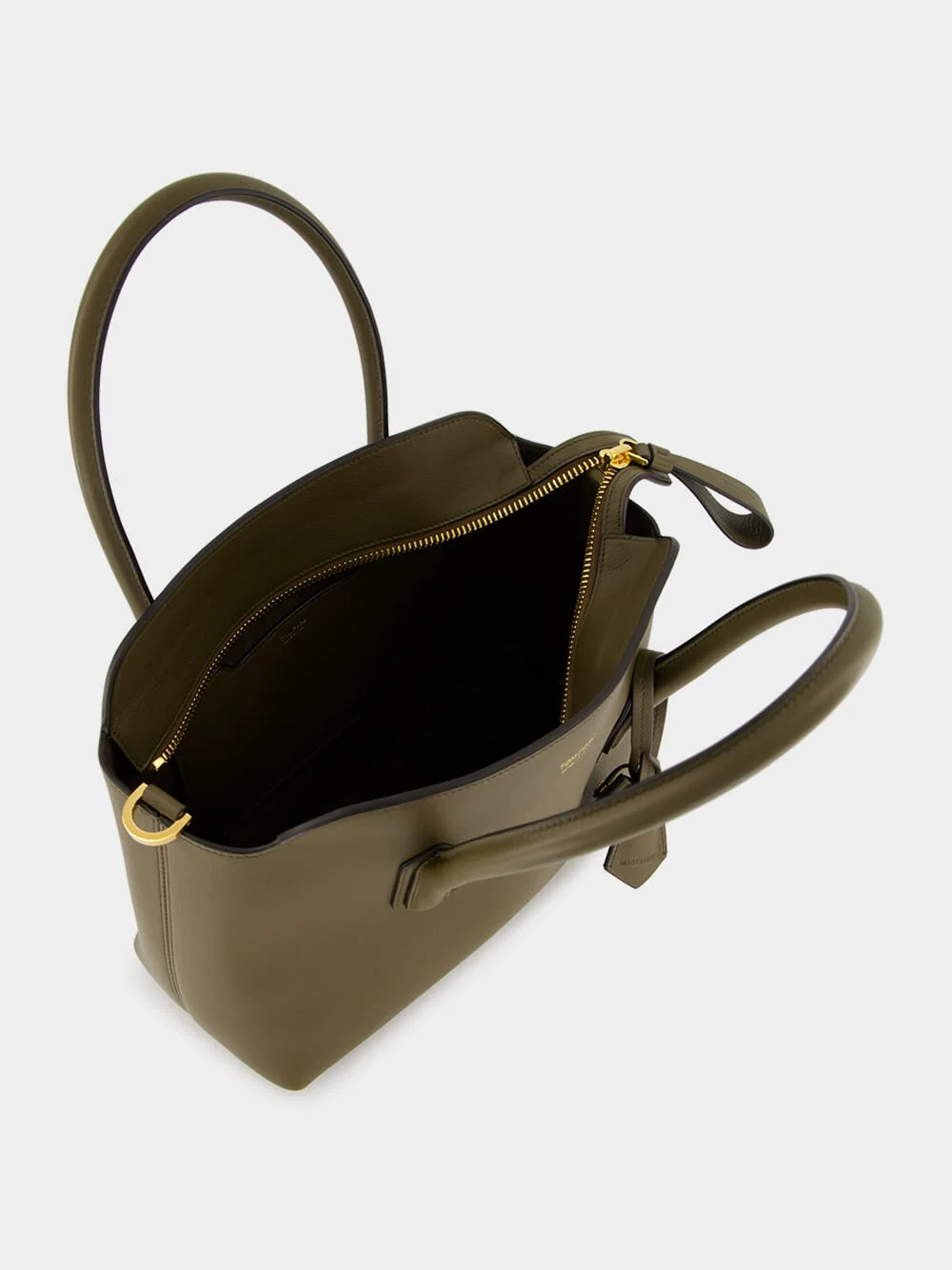 Dark Olive Leather Medium Top Handle Bag - Image 5