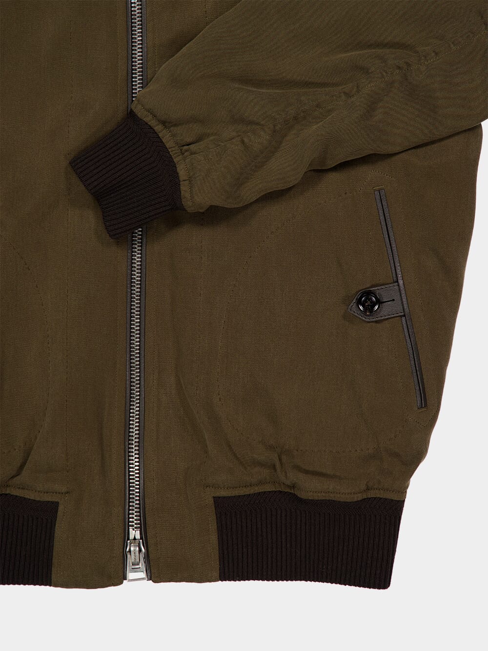 Dark Olive Suede Bomber Jacket - Image 12