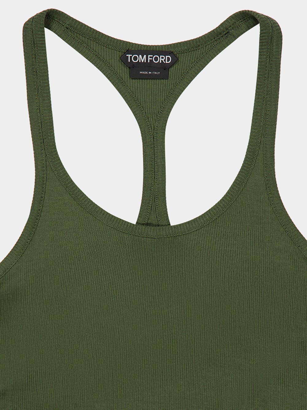 Dark Pine Ribbed Silk Tank Top - Image 3