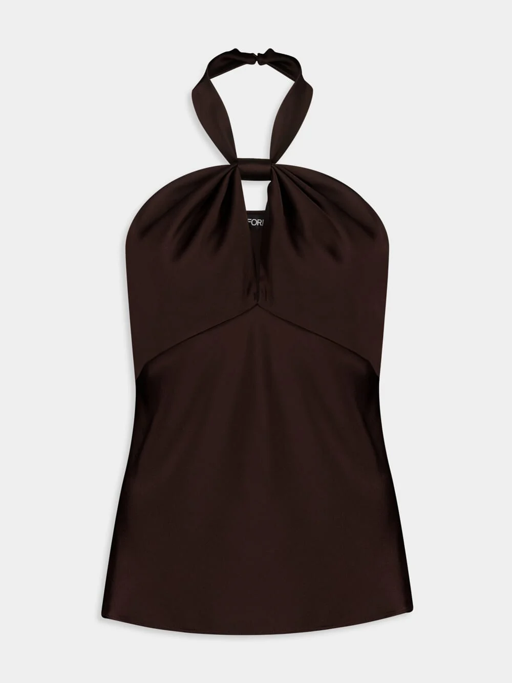 Deep Brown Halterneck Satin Top