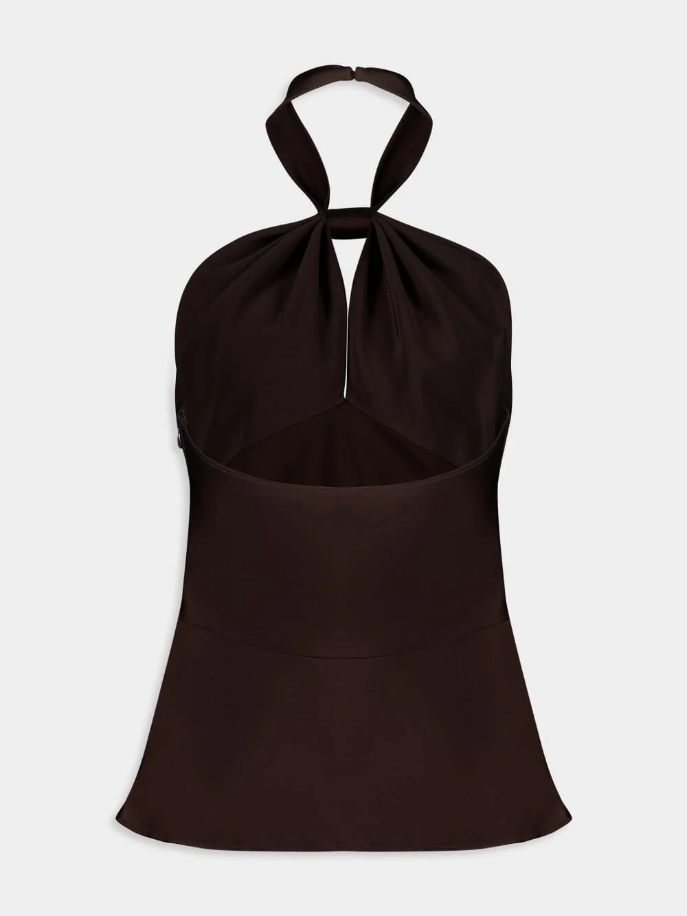 Deep Brown Halterneck Satin Top - Image 2