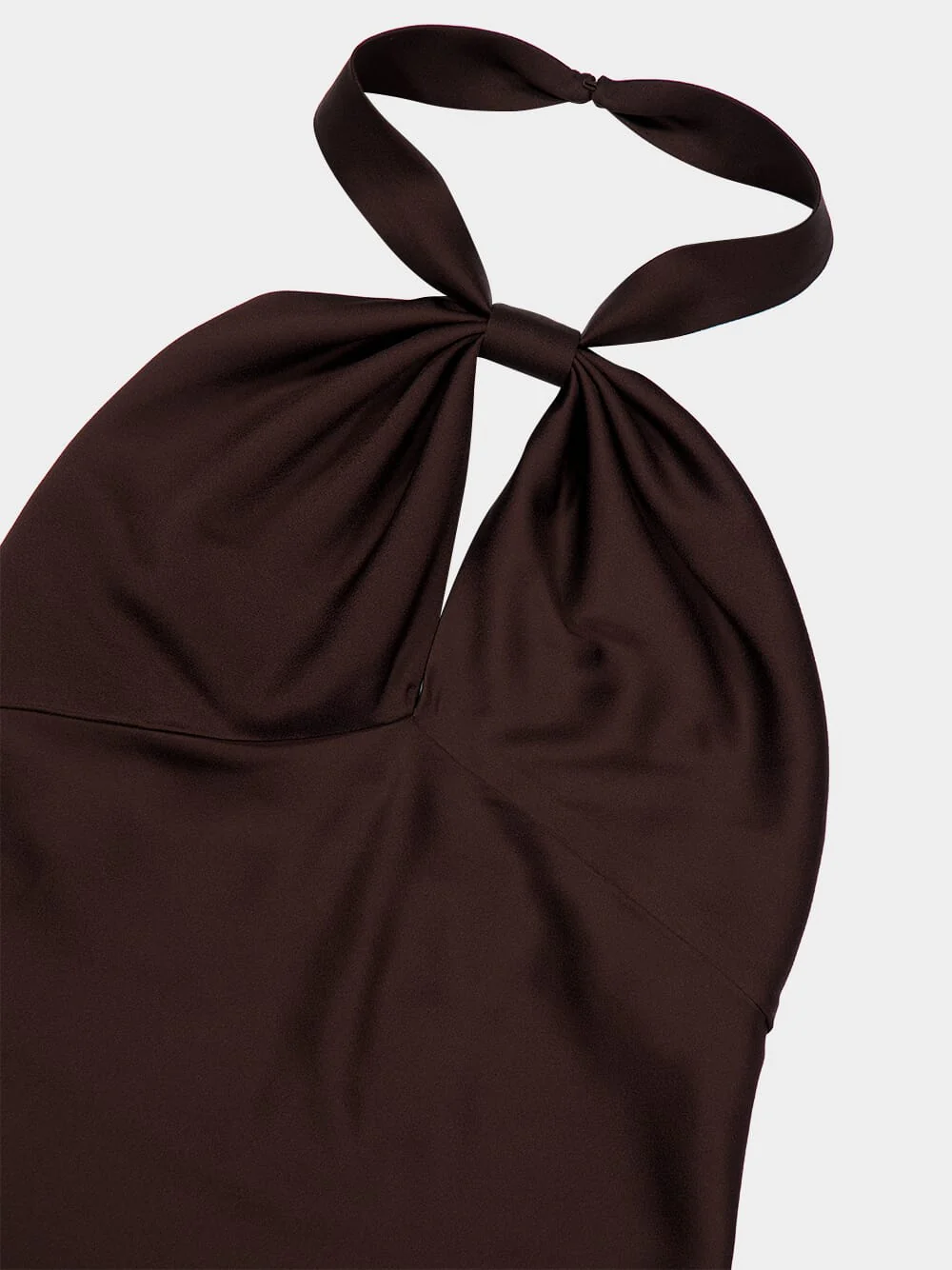 Deep Brown Halterneck Satin Top - Image 3