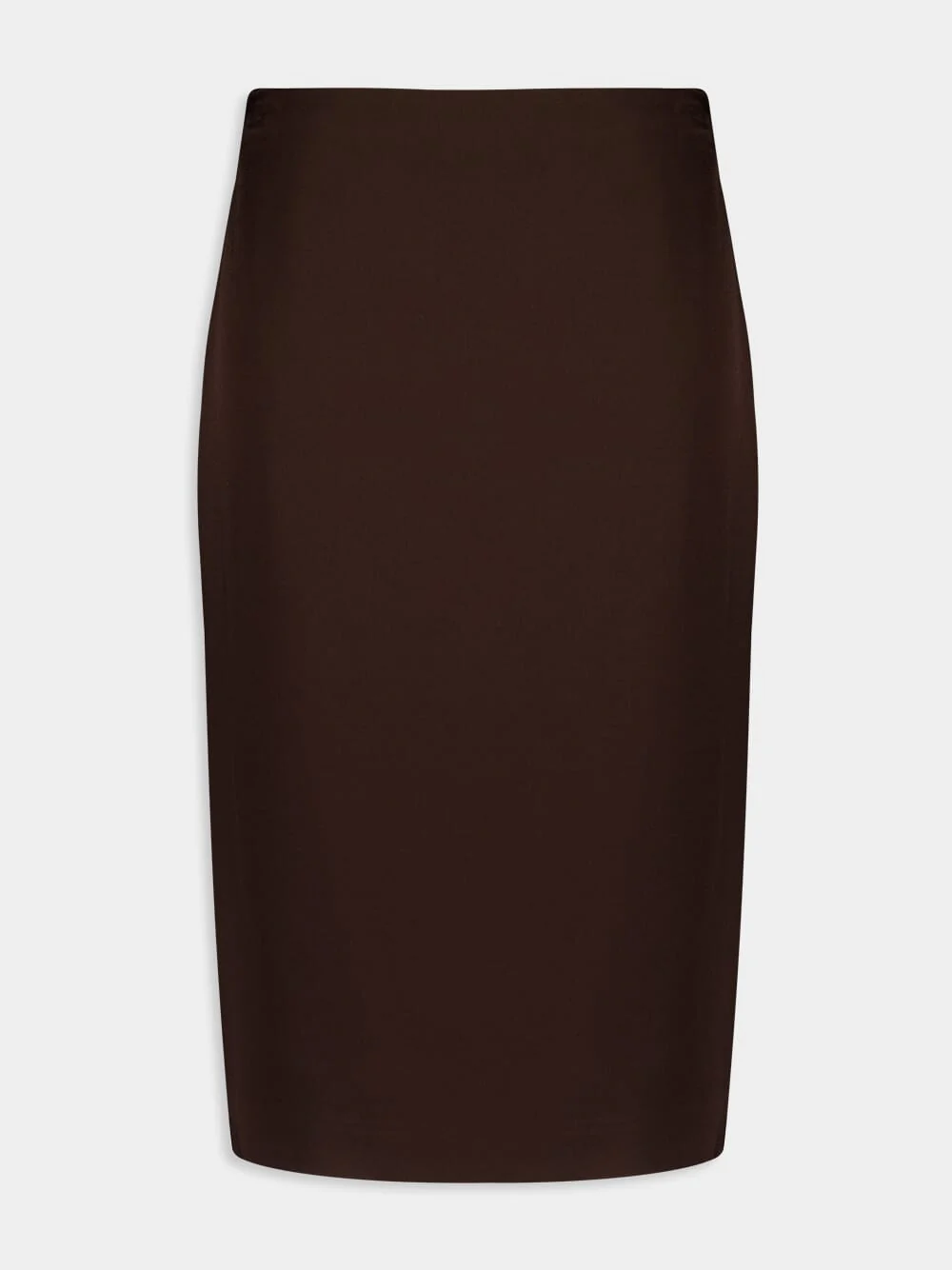 Deep Brown Satin Midi Skirt