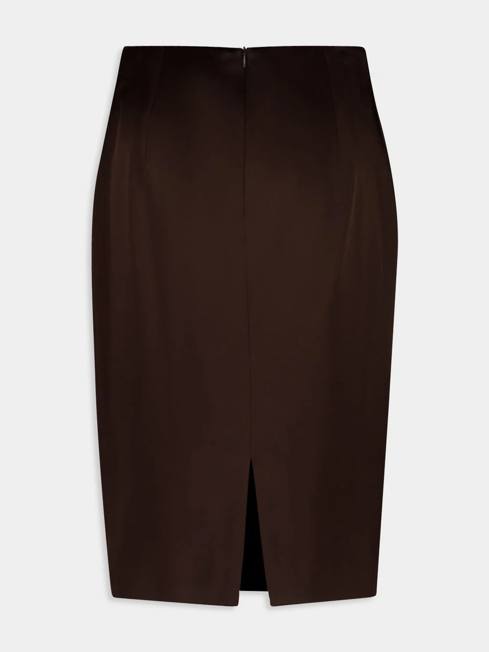 Deep Brown Satin Midi Skirt - Image 2