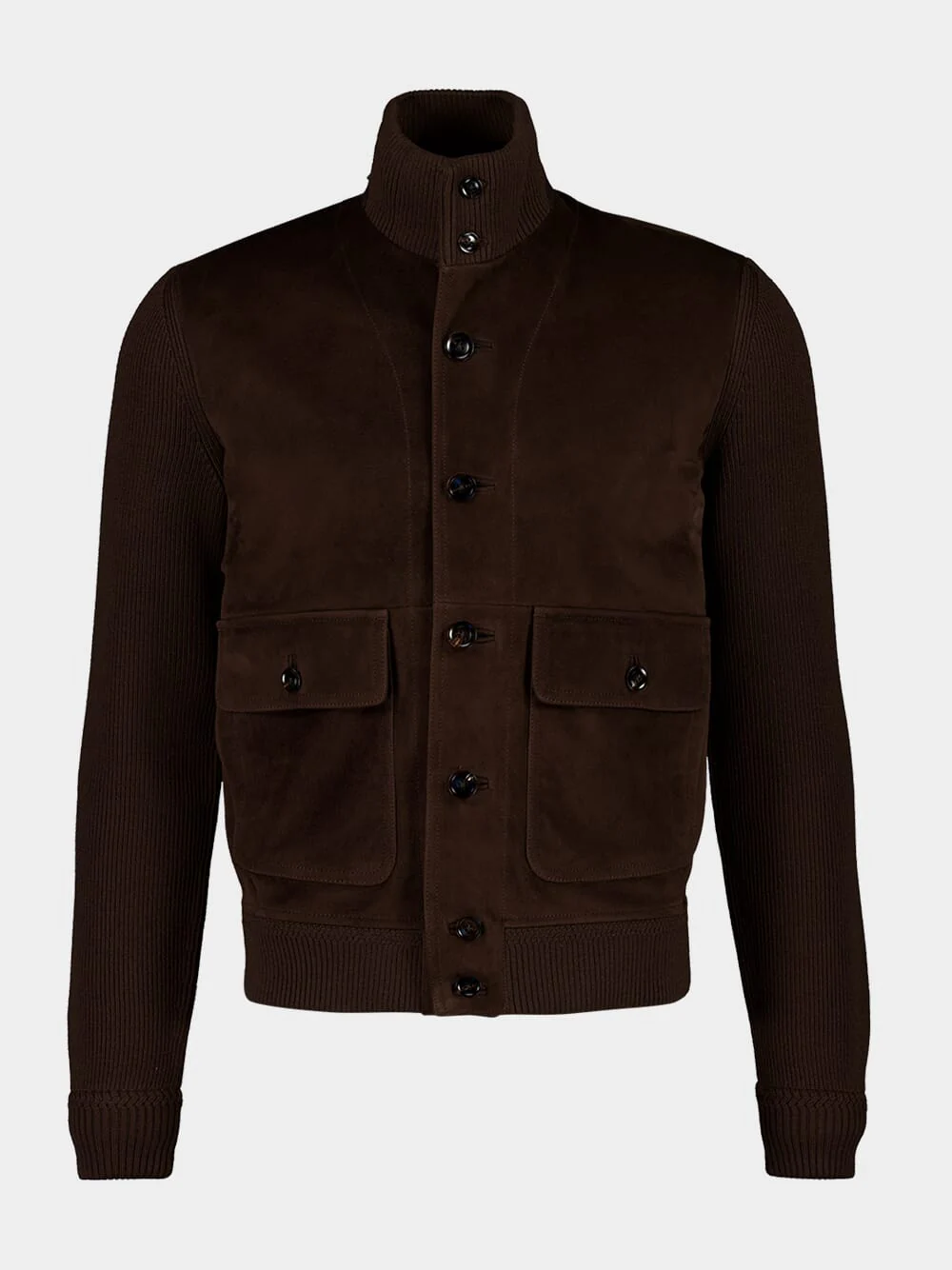 Deep Brown Suede Jacket with Merino Sleeves