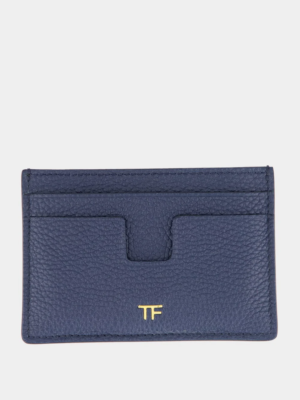 Denim Blue Grain Leather Card Holder