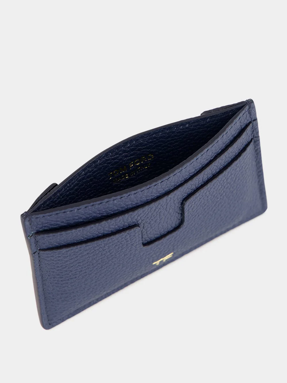 Denim Blue Grain Leather Card Holder - Image 2