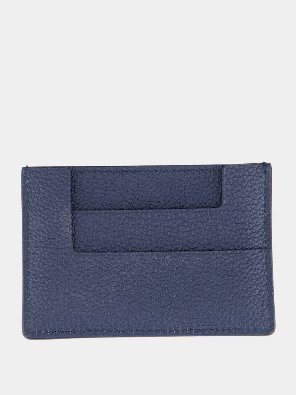 Denim Blue Grain Leather Card Holder - Image 3