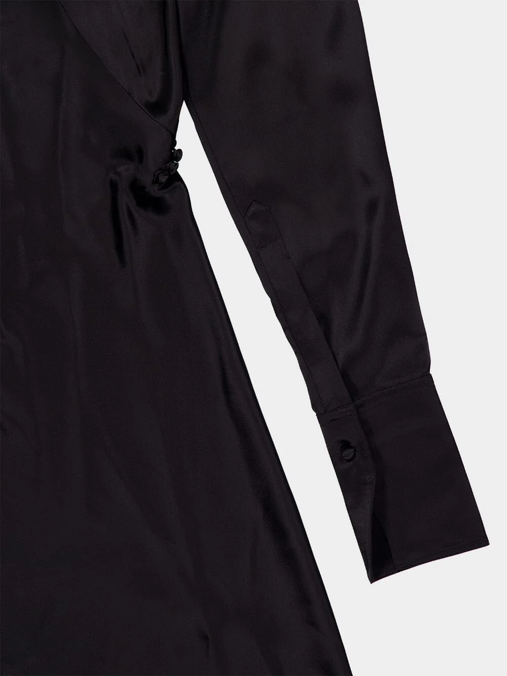 Draped Black Viscose Long-Sleeved Maxi Dress - Image 4
