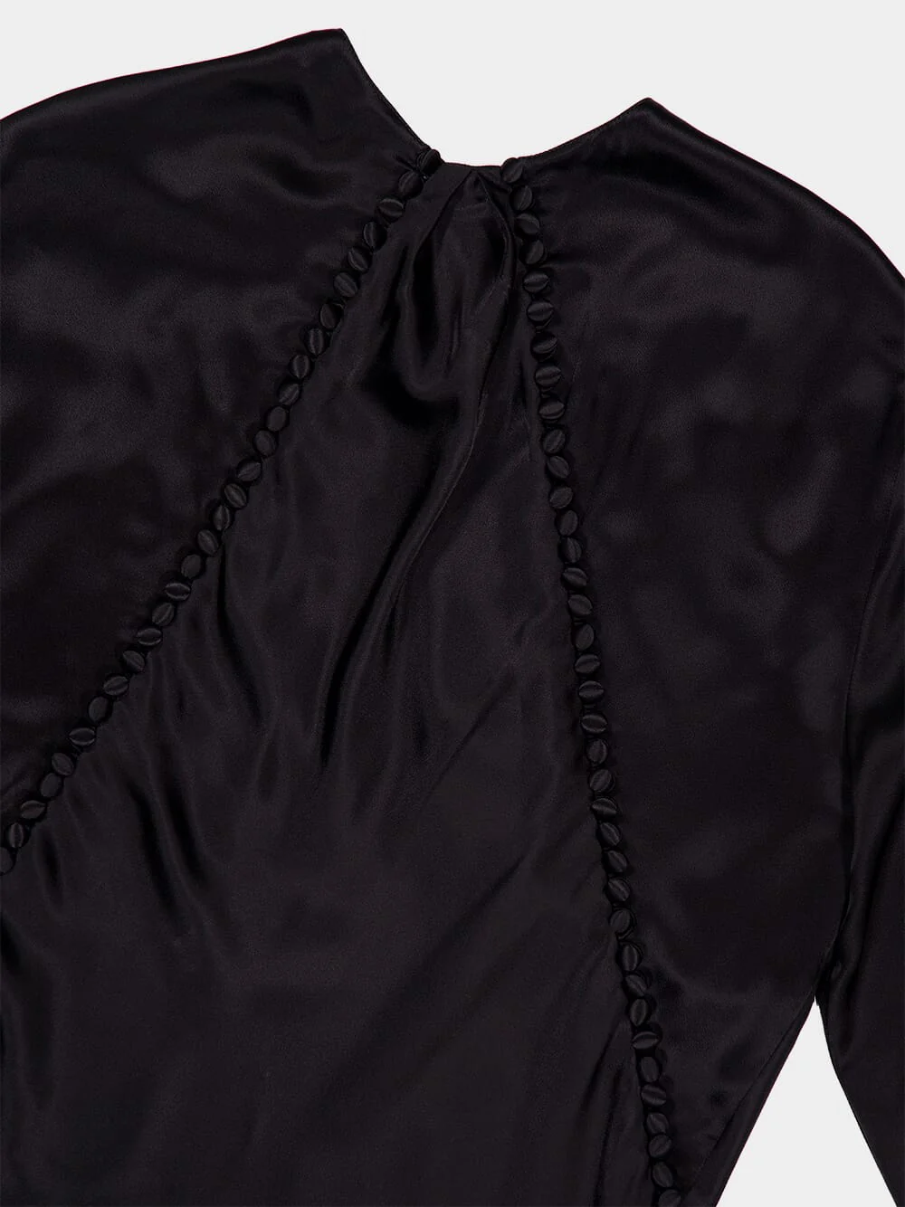Draped Black Viscose Long-Sleeved Maxi Dress - Image 5