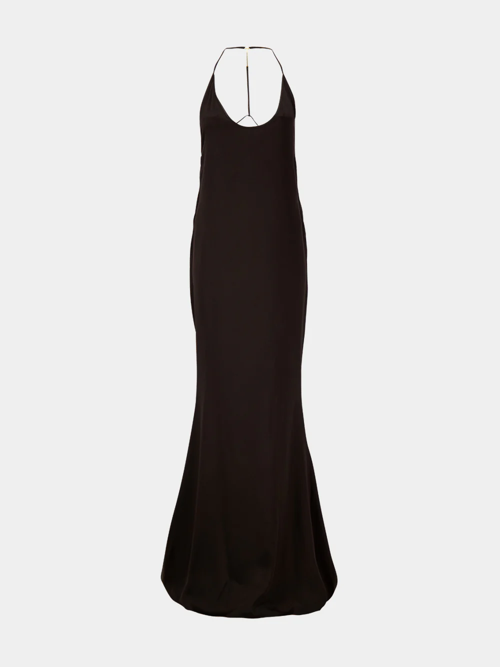 Espresso Silk Satin Halterneck Maxi Dress - Image 2
