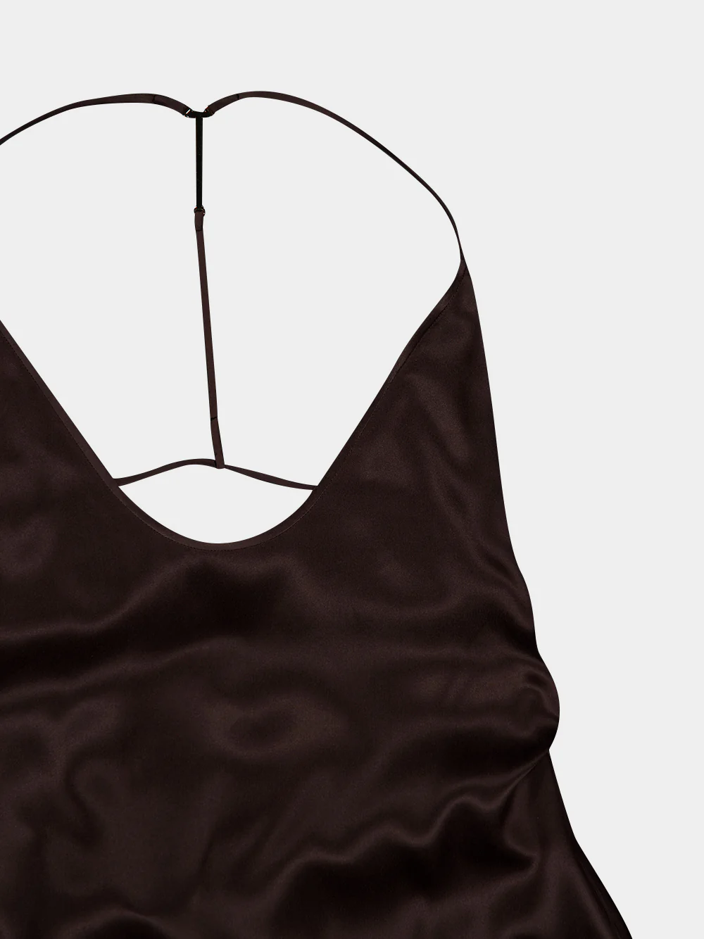 Espresso Silk Satin Halterneck Maxi Dress - Image 5