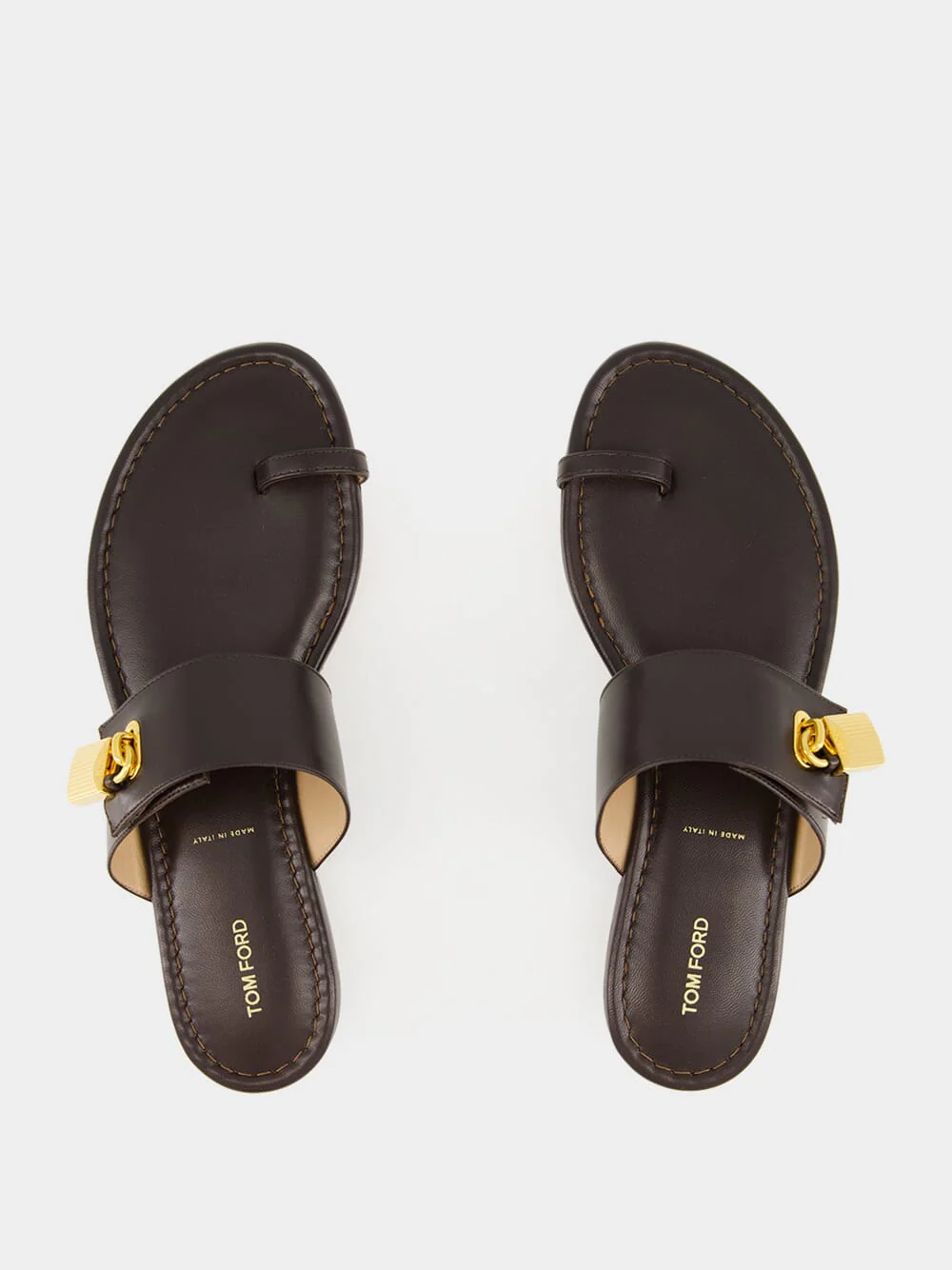 Espresso Flat Leather Sandals - Image 4