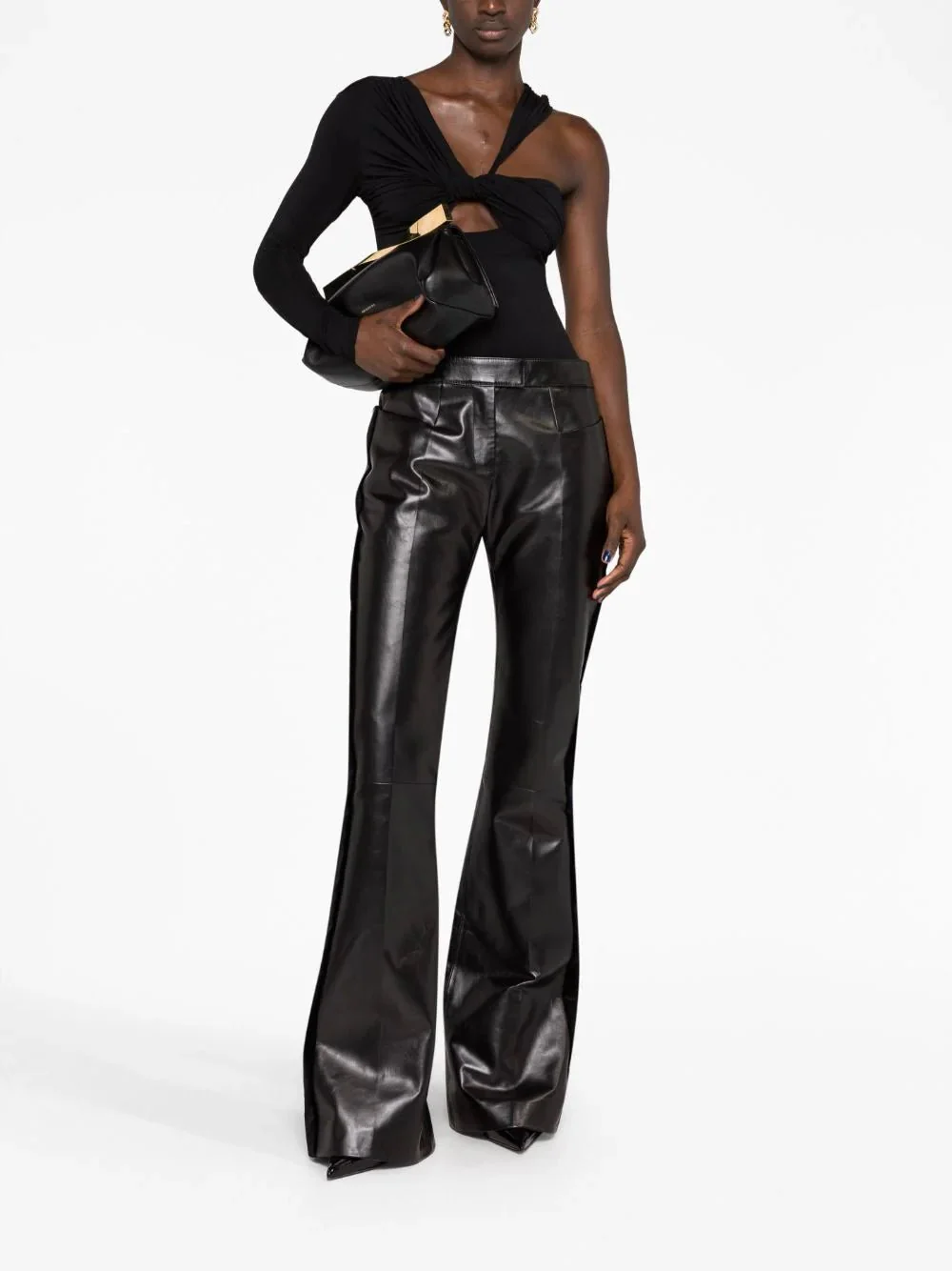 Flared Leather Trousers - Image 2