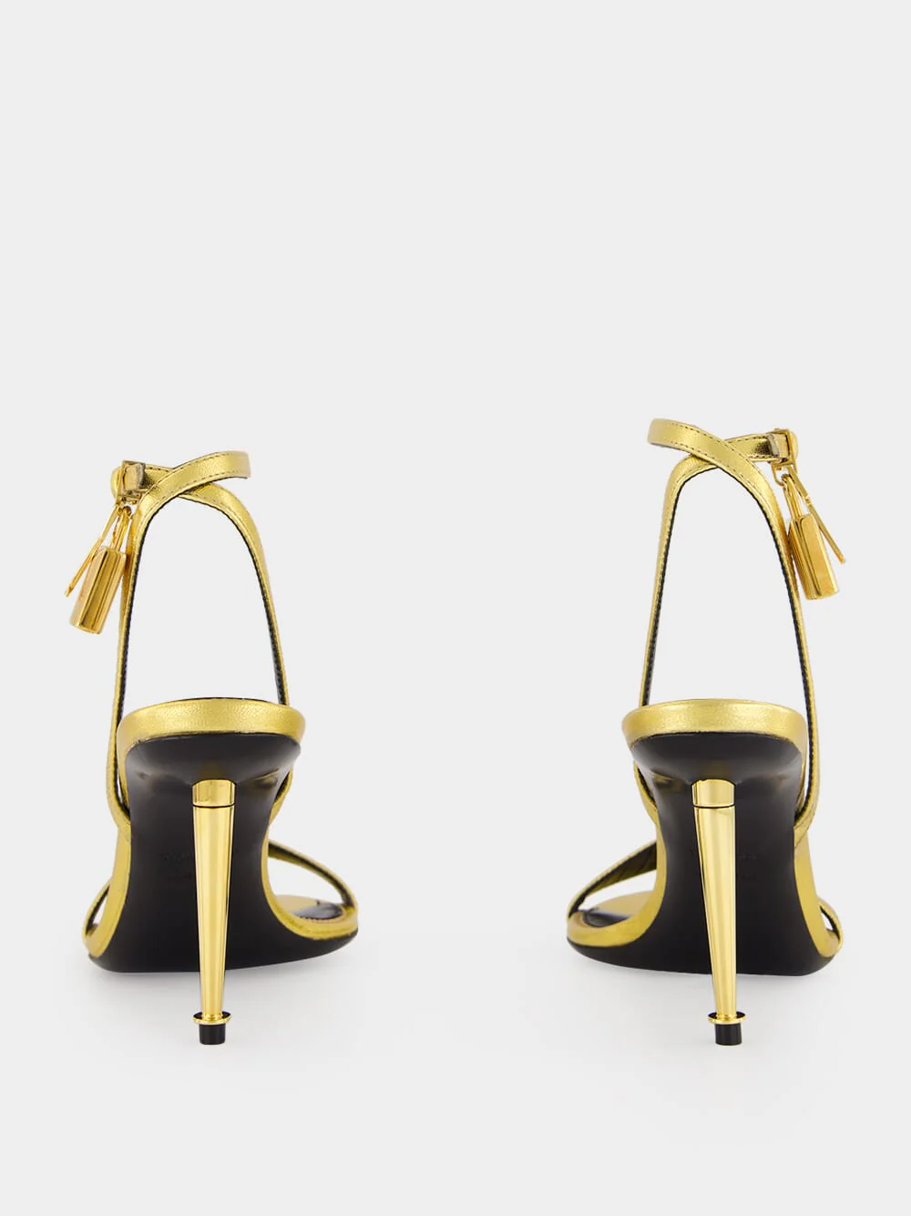 Gold Laminated Nappa Leather Padlock Pointy Sandal - Image 5
