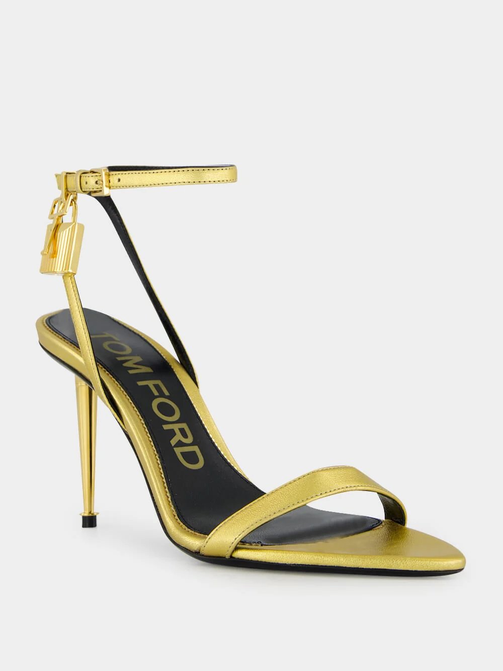 Gold Laminated Padlock Naked Sandal - Image 8