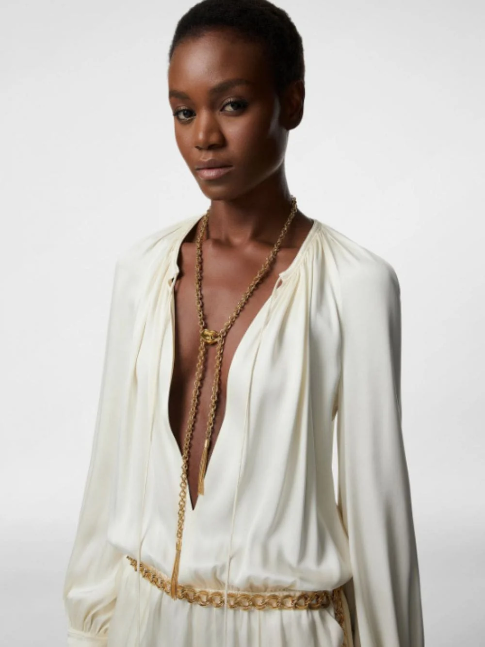 Gold Lariat Necklace in Brass