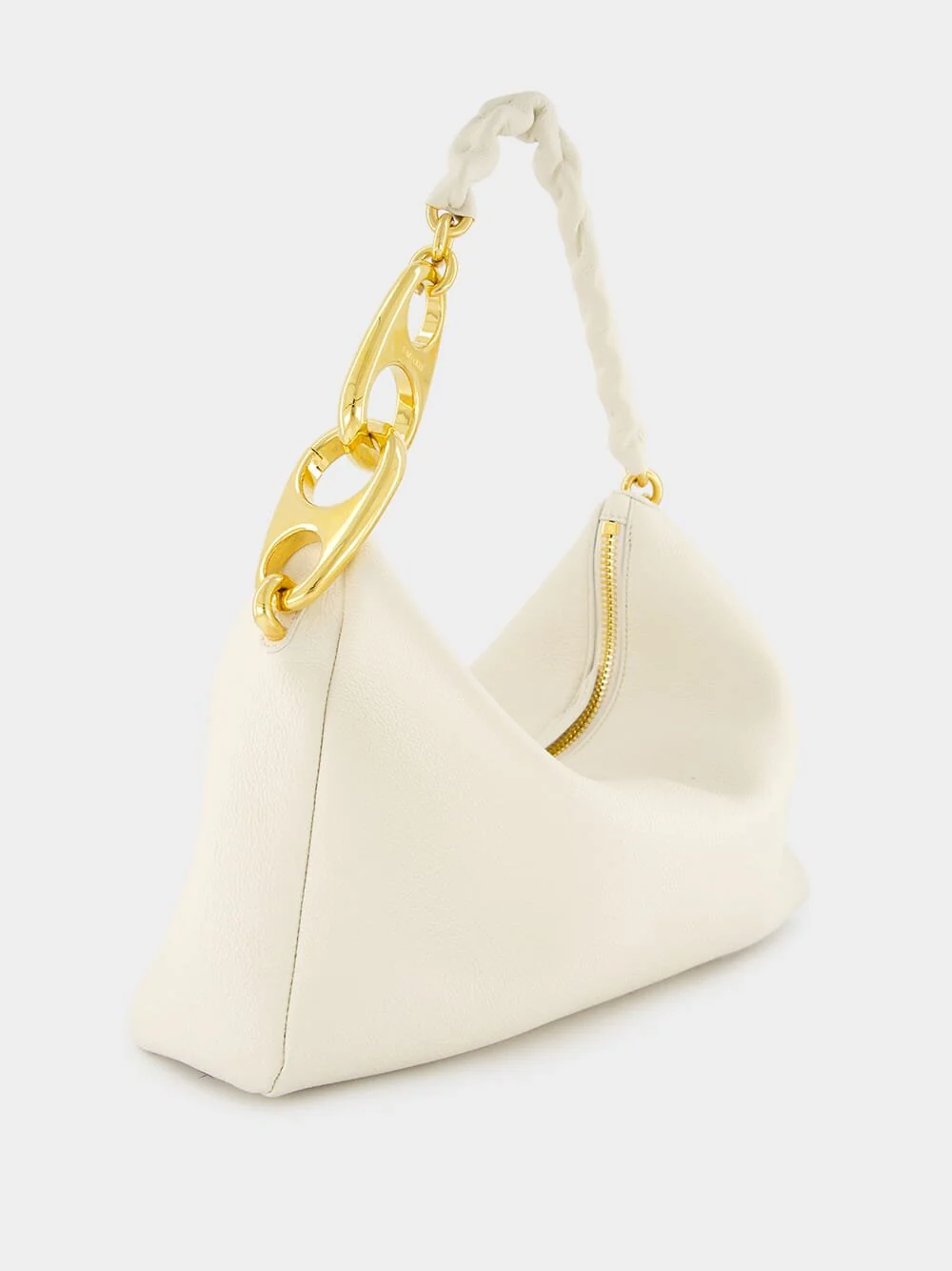Grain Leather Carine Large White Hobo - Image 3