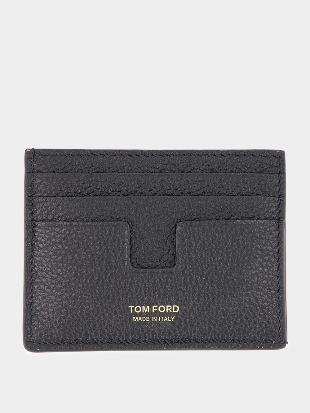 Grained-Leather Black Card Holder